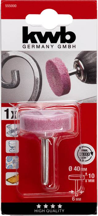 Schleifstift für Bohrmaschinen, Größe 40x10mm, von kwb Germany GmbH. Ideal zum Schleifen von Metalloberflächen. Hohe Qualität.