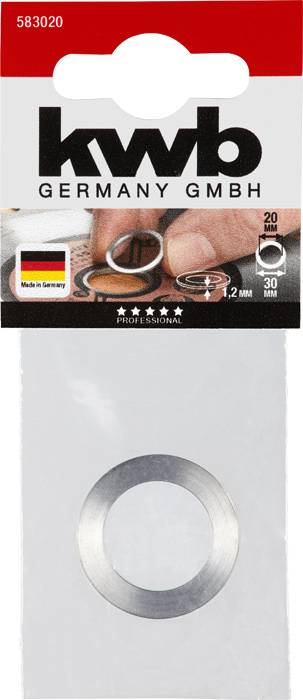 'Kwb Germany GMBH' Scheibe, 1,2 mm Dicke, Edelstahl, in Verpackung. Made in Germany, professionell, Durchmesser 20 mm, 30 Stück pro Packung.