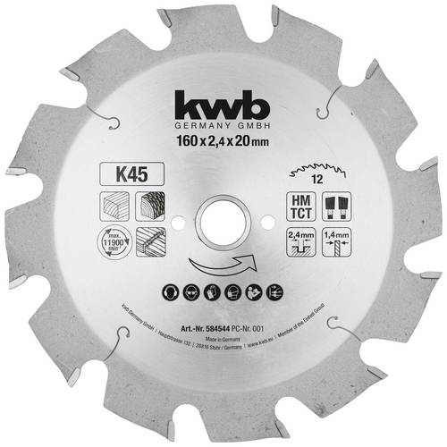 Kwb 584544 Kreissägeblatt 160 x 16 mm 1 St.