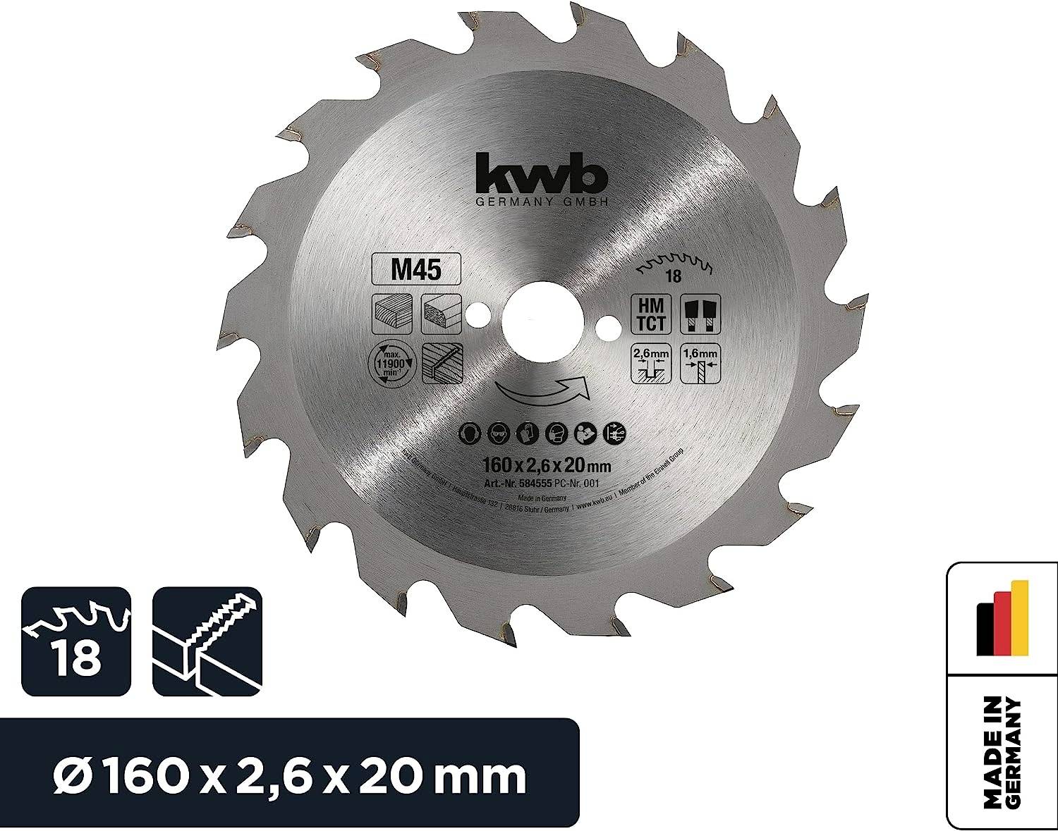 Kwb 584555 Kreissägeblatt 160 x 16mm 1St.