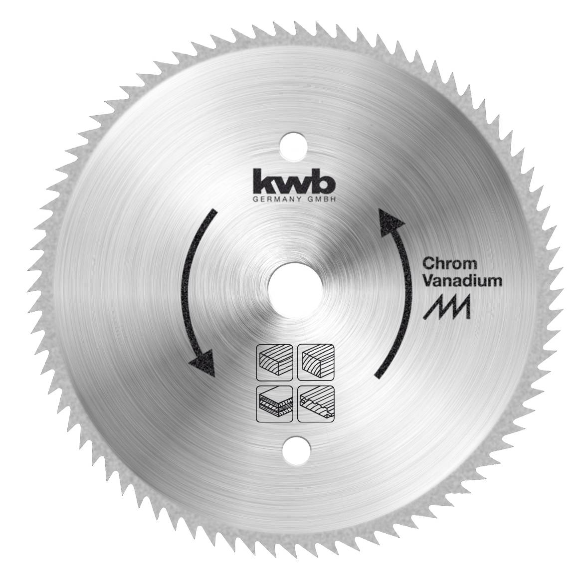 Sägeblatt der Marke KWB, geeignet für Holz und Metallschneiden, mit Chrom-Vanadium-Legierung für hohe Haltbarkeit und Präzision.