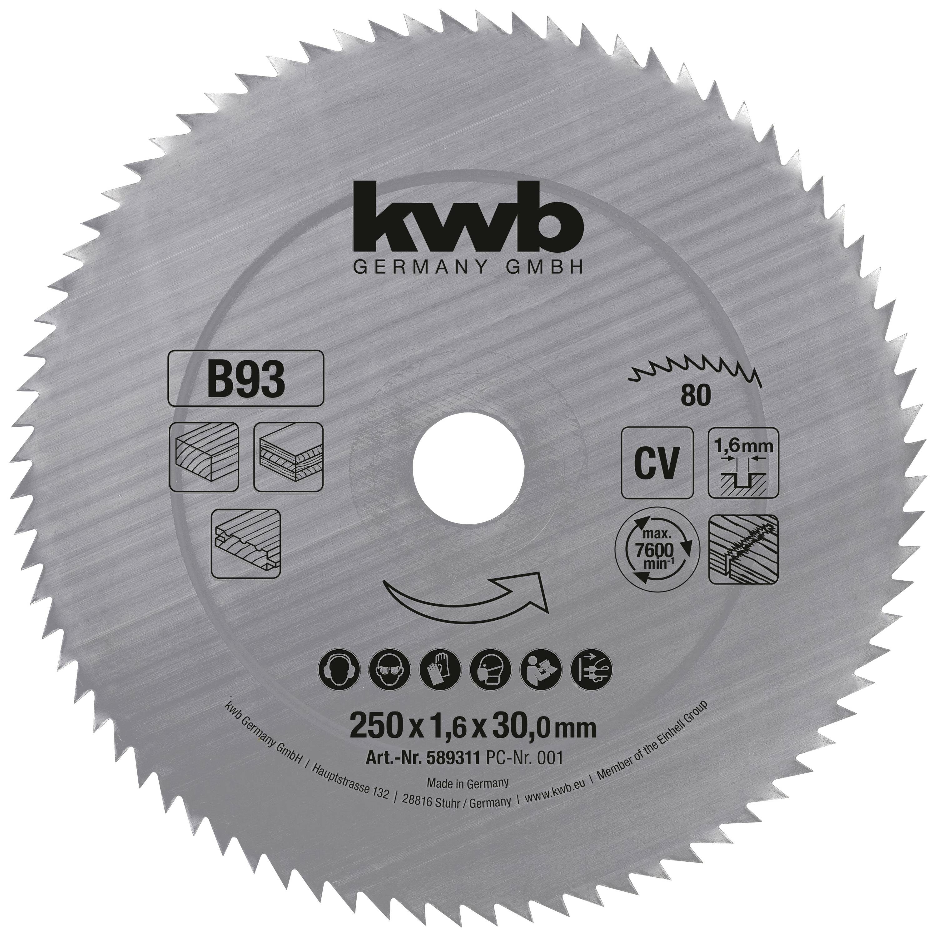 Kwb 589311 Kreissägeblatt 250 x 30mm 1St.