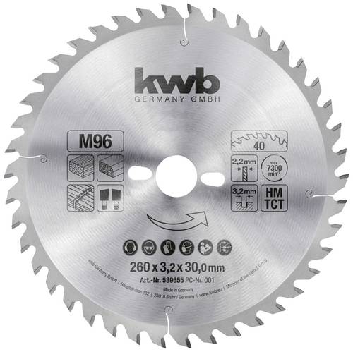Kwb 589655 Kreissägeblatt 260 x 30 mm 1 St.