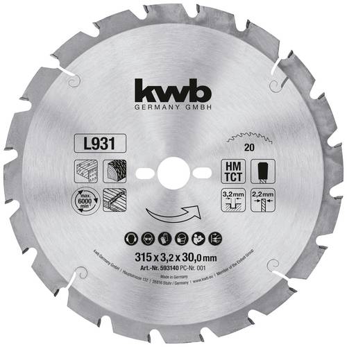 Kwb 593140 Kreissägeblatt 315 x 30 mm 1 St.