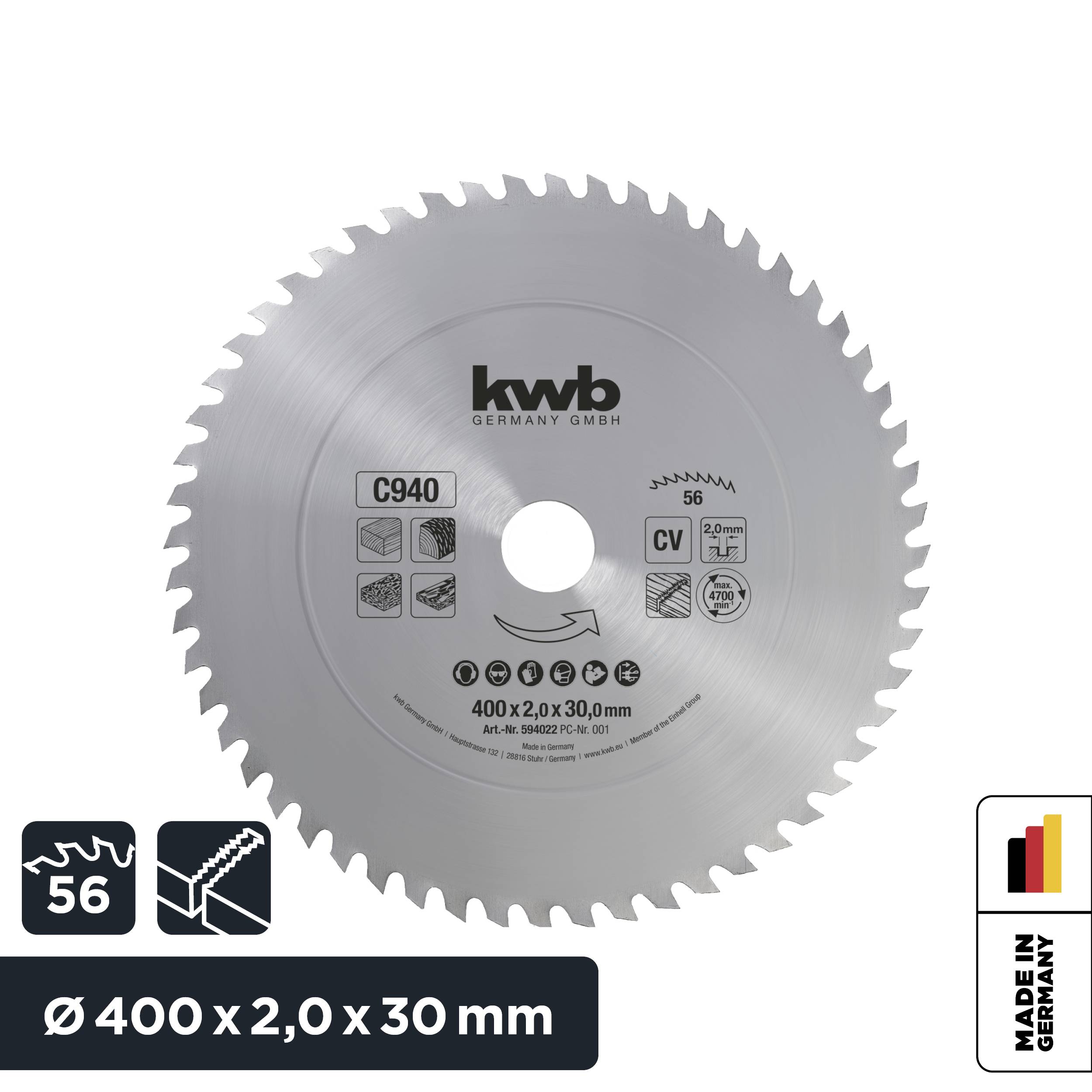 Kwb 594022 Kreissägeblatt 400 x 30mm 1St.