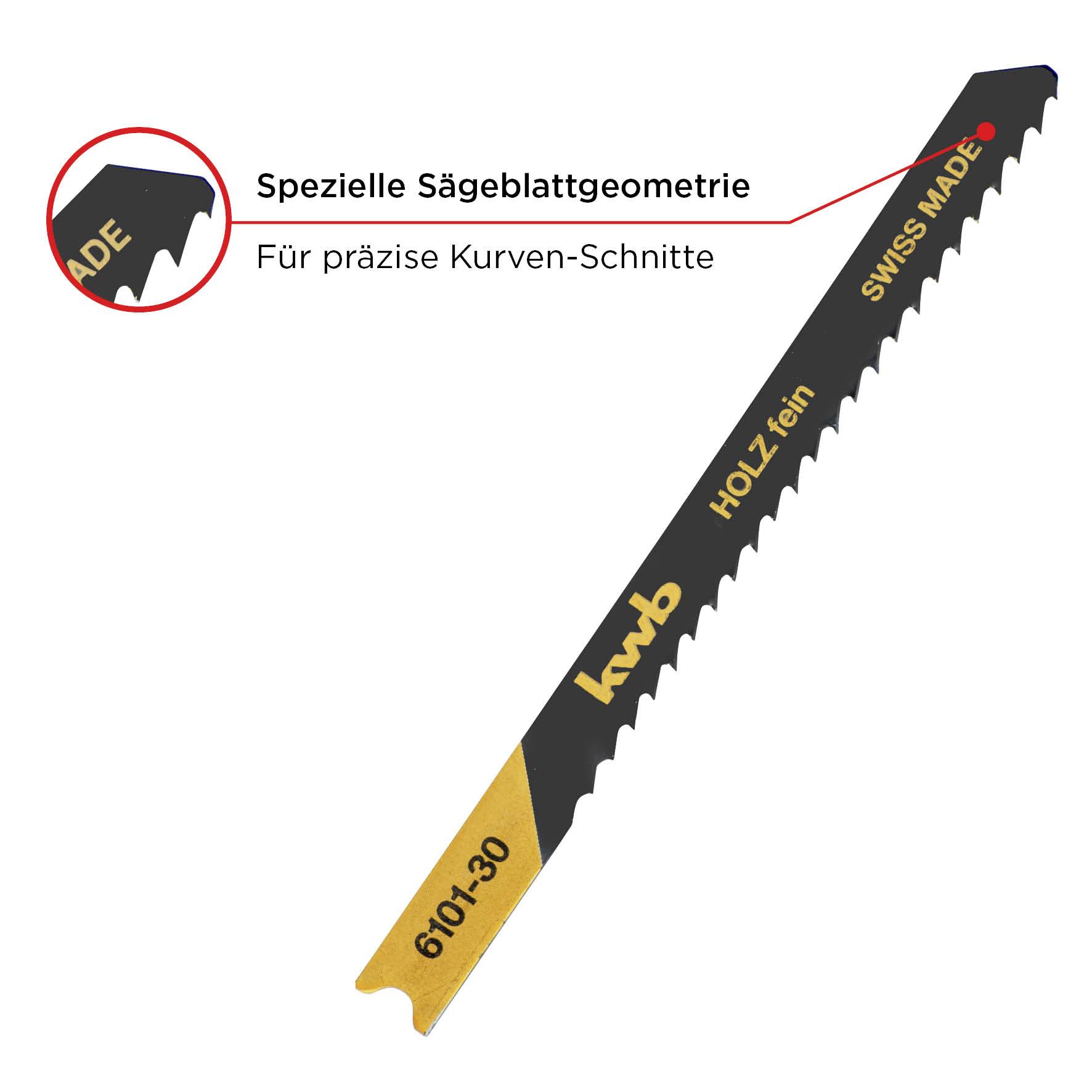 Kwb 610130 Stichsägeblätter, Holzbearbeitung, spezieller Einstichzahn, HCS, 2 x fein 2St.