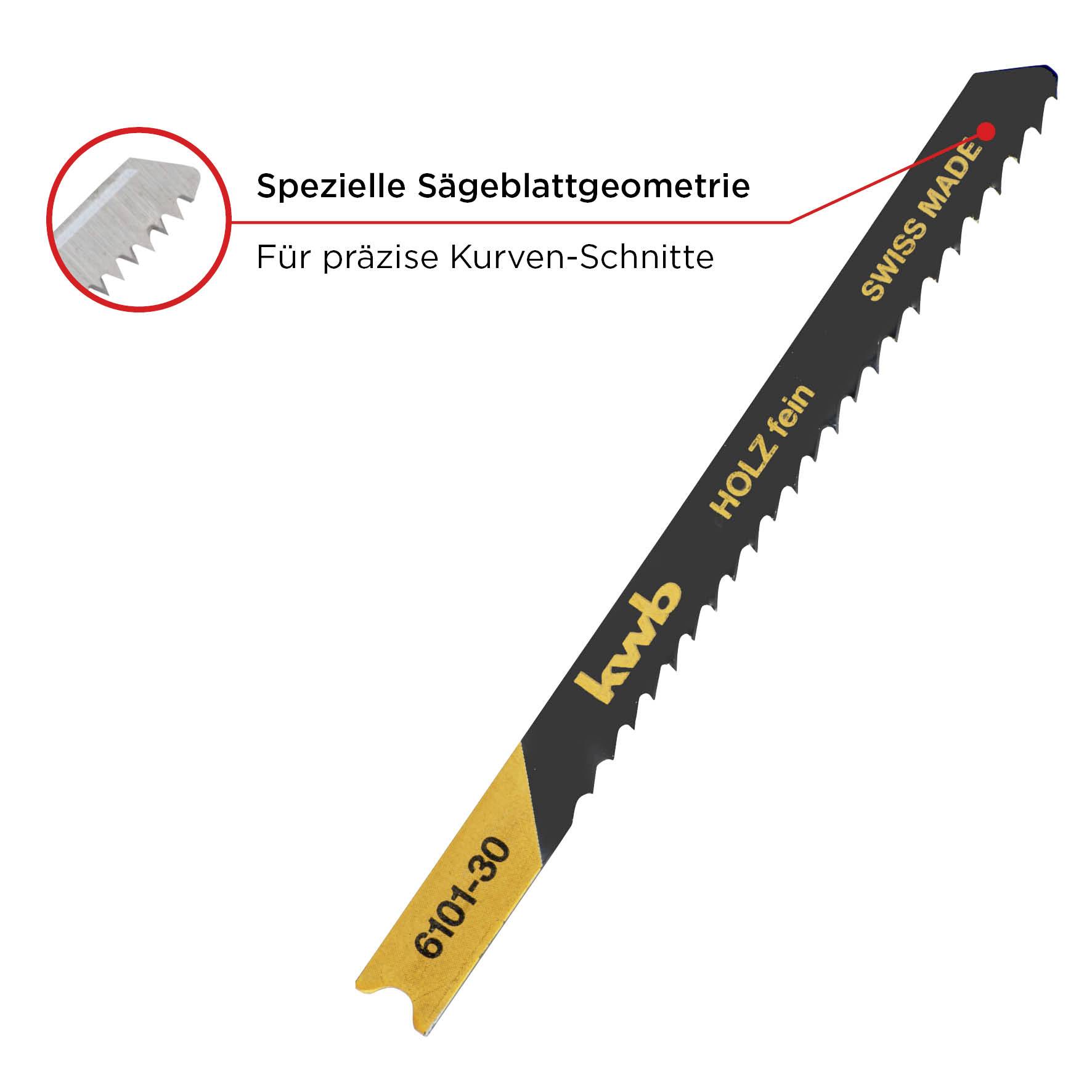 Kwb 610130 Stichsägeblätter, Holzbearbeitung, spezieller Einstichzahn, HCS, 2 x fein 2St.