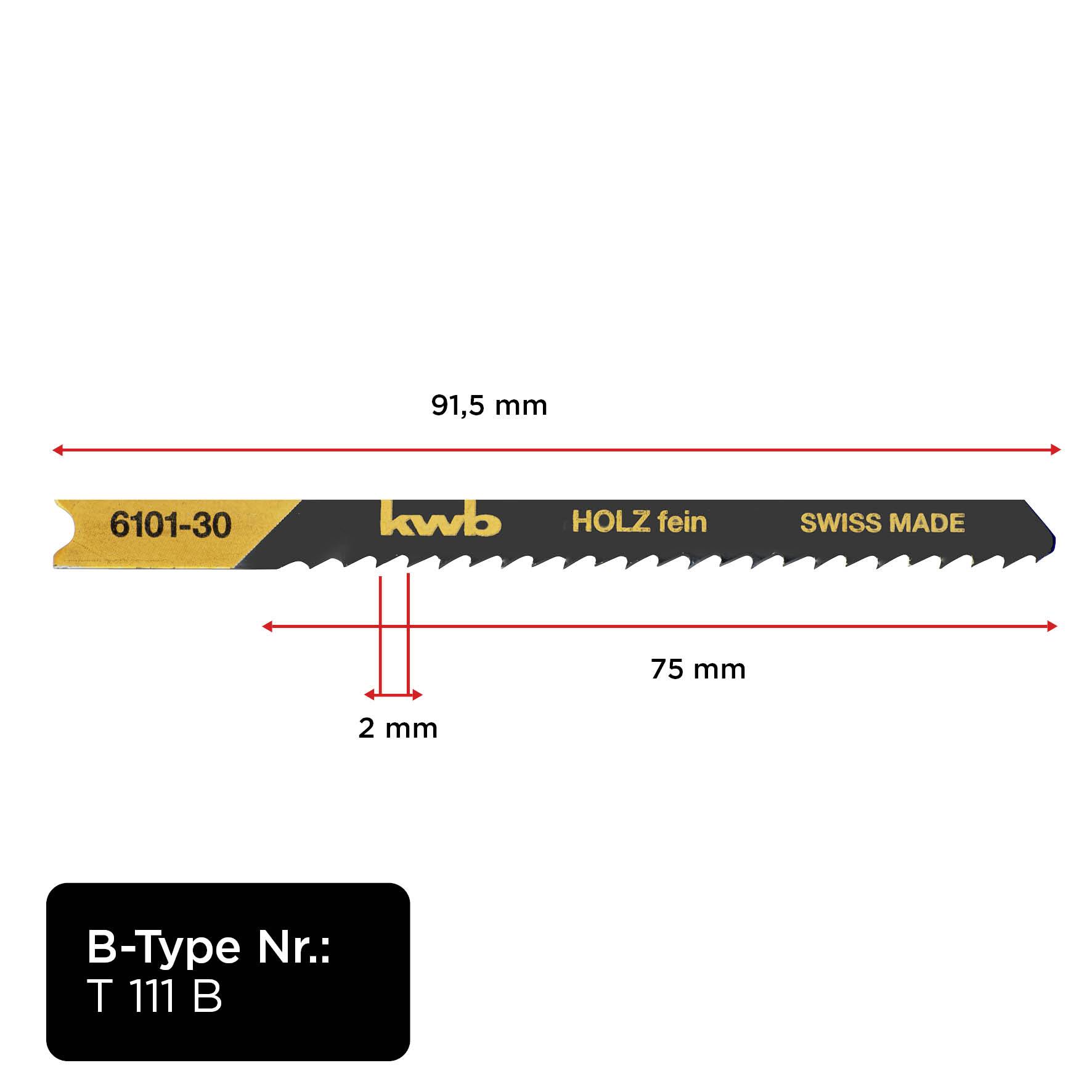 Kwb 610130 Stichsägeblätter, Holzbearbeitung, spezieller Einstichzahn, HCS, 2 x fein 2St.