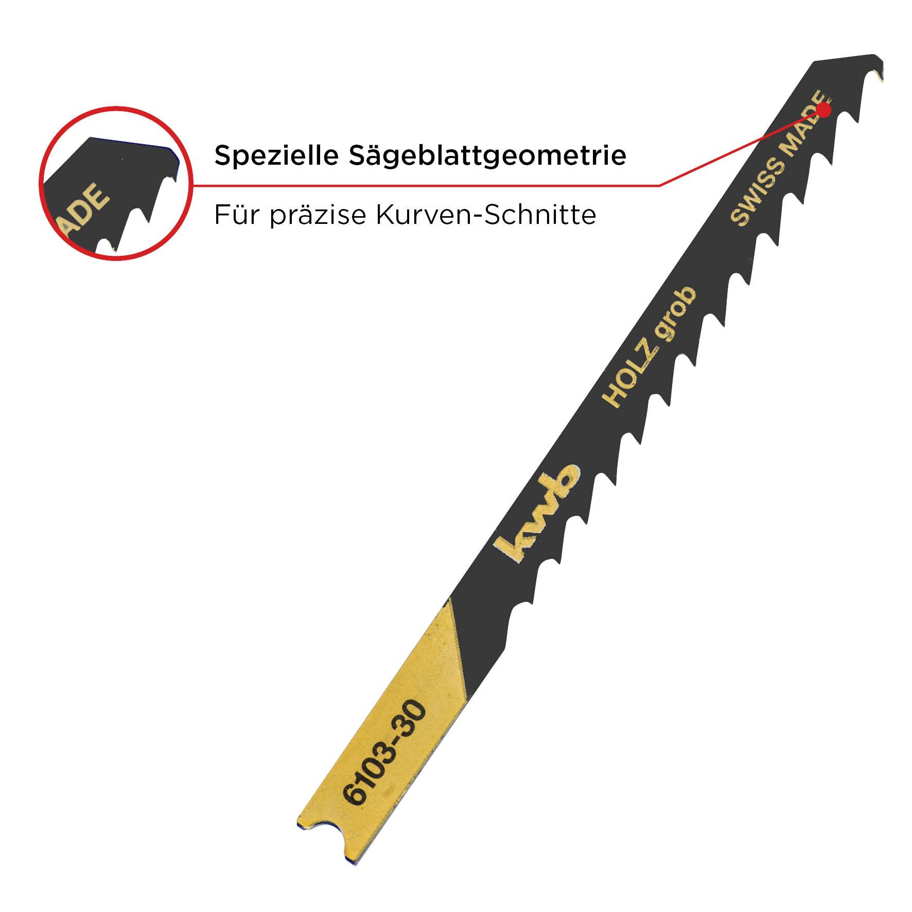 Kwb 610330 Stichsägeblätter, Holzbearbeitung, spezieller Einstichzahn, HCS, 2 x grob 2St.