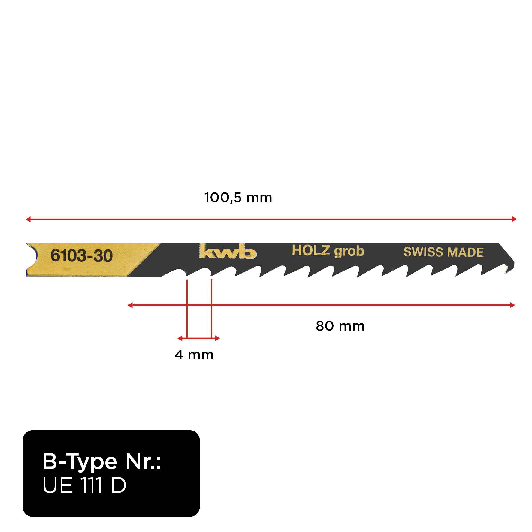 Kwb 610330 Stichsägeblätter, Holzbearbeitung, spezieller Einstichzahn, HCS, 2 x grob 2St.