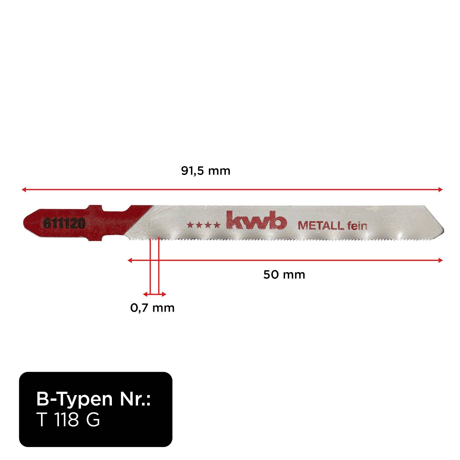 Kwb 611120 Stichsägeblätter, Metallbearbeitung, HSS, fein 2St.