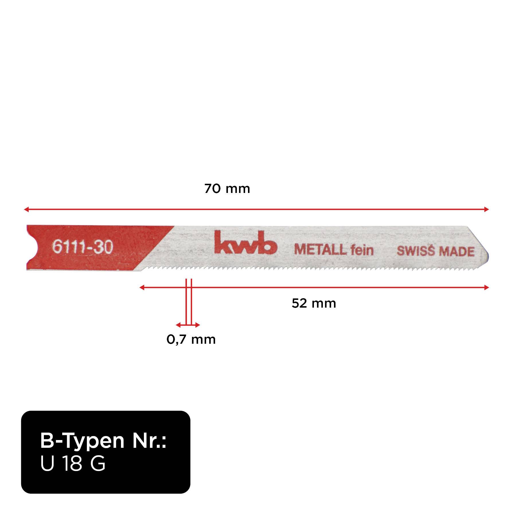 Kwb 611130 Stichsägeblätter, Metallbearbeitung, HSS, 2 x fein 2St.