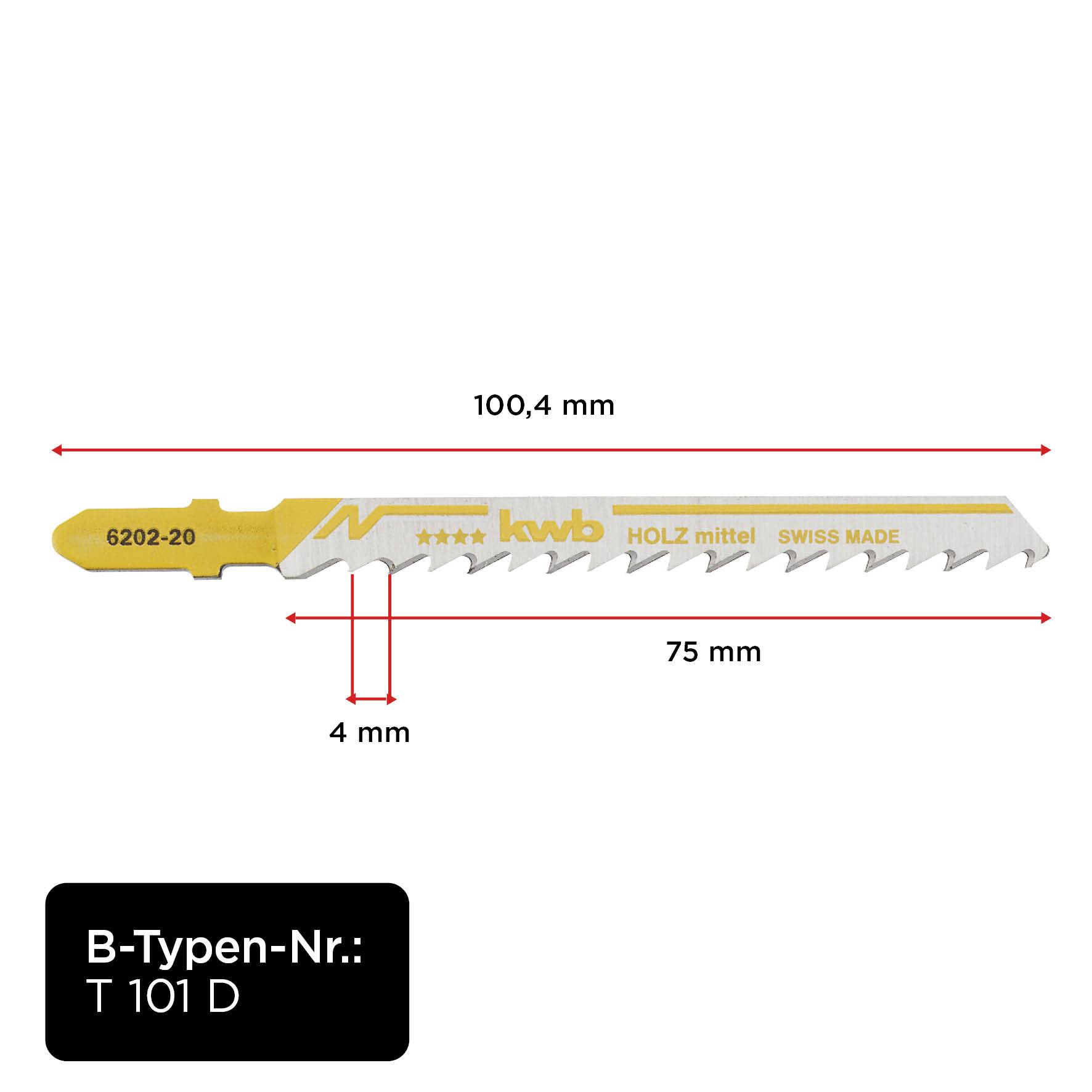 Kwb 620220 Stichsägeblätter, Holzbearbeitung, HCS, Einnockenschaft, 2 x mittel 2St.