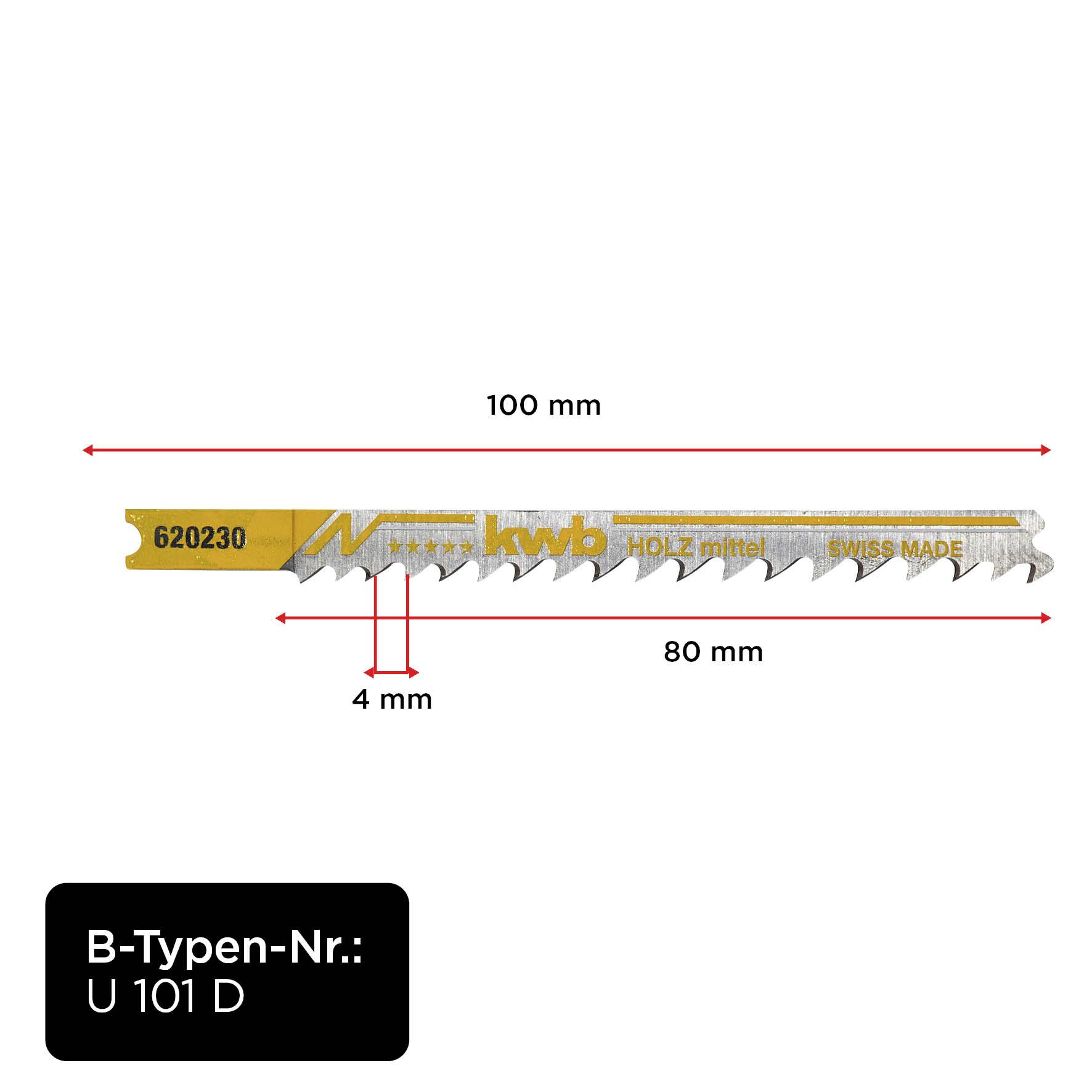 Kwb 620230 Stichsägeblätter, Holzbearbeitung, HCS, Universalschaft, 2 x mittel 2St.