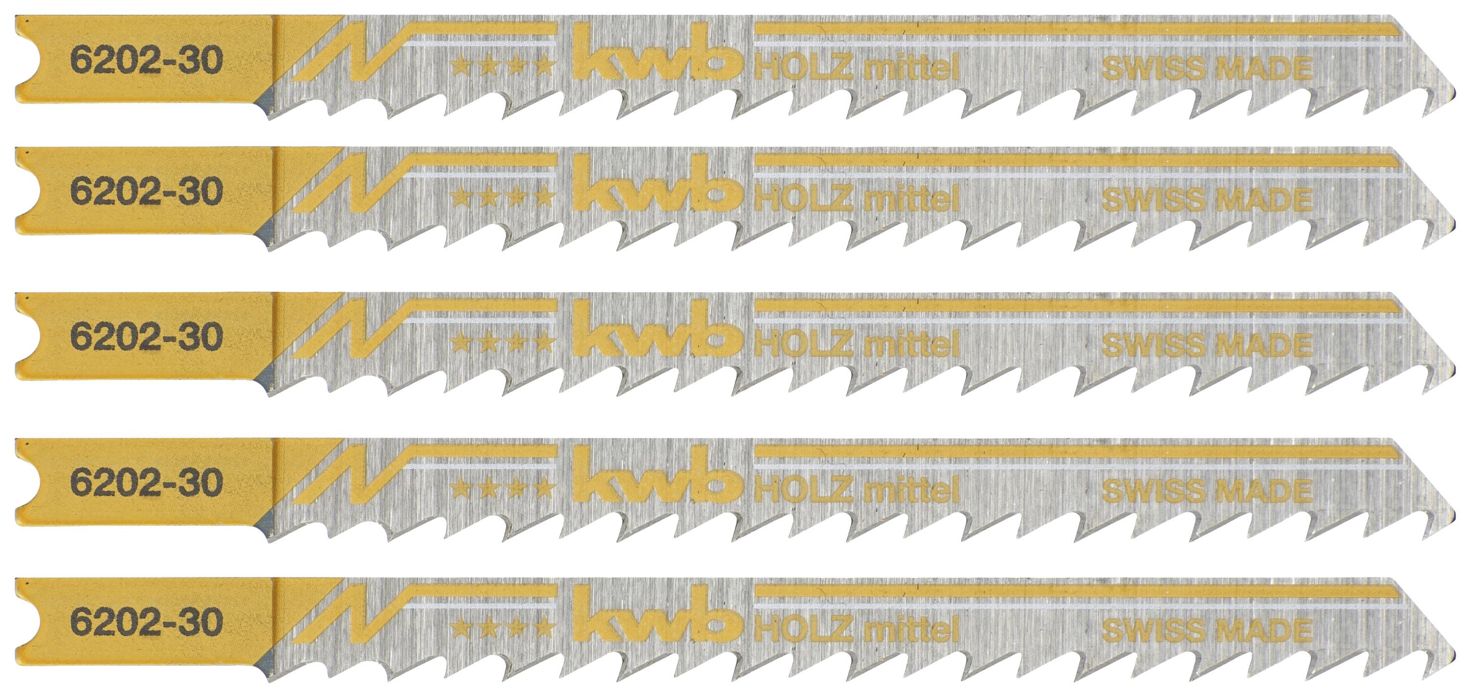 Kwb 620235 Stichsägeblätter, Holzbearbeitung, HCS, Universalschaft, Profi-Pack, 5 x mittel 5St.