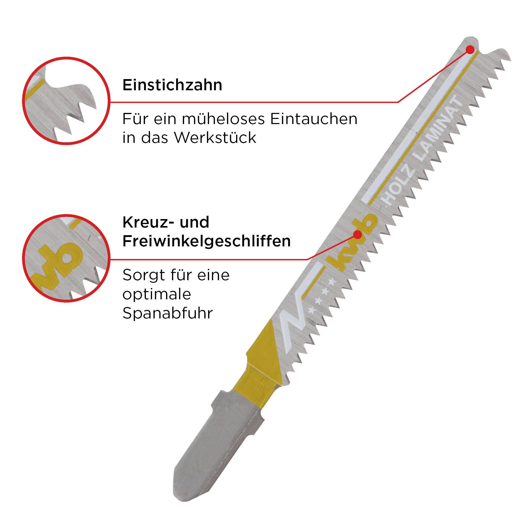 Kwb 620920 Stichsägeblätter, LAMINAT, Holzbearbeitung, Bi-Metall, 2 x Kurve 2St.