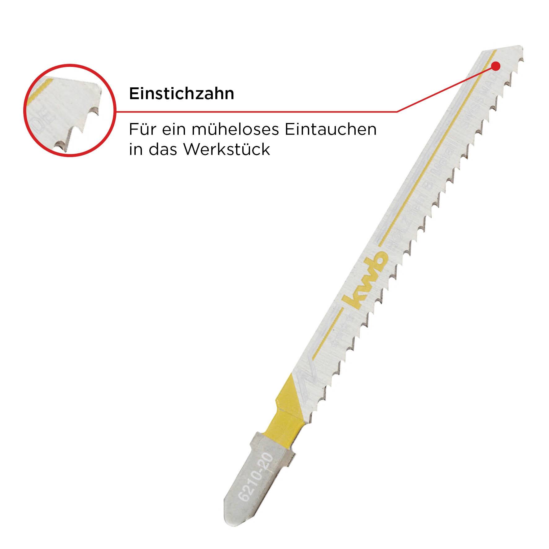 Kwb 621020 Stichsägeblätter, Holzbearbeitung, konisch geschliffen, Bi-Metall, Einnockenschaft, 2 x fein 2St.
