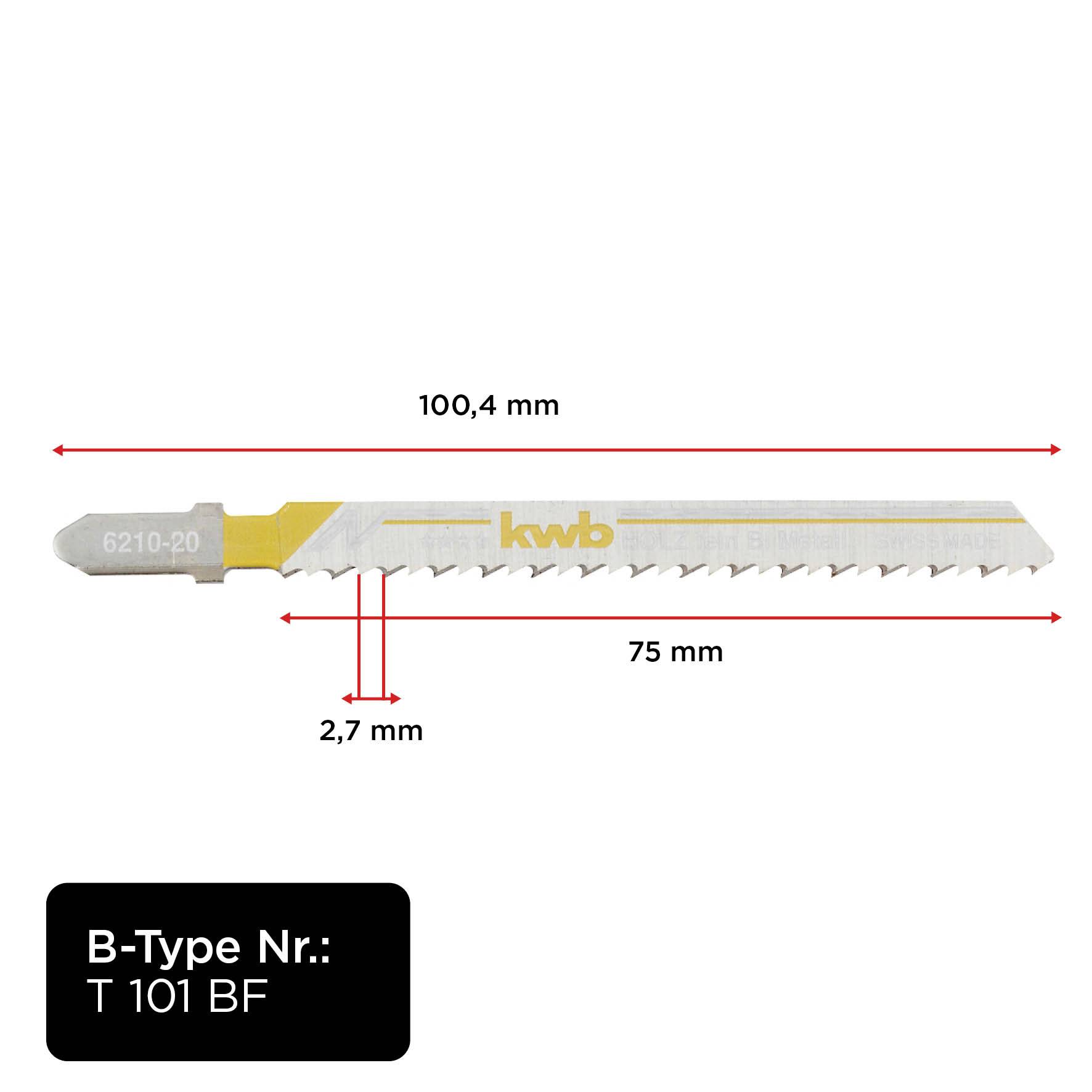 Kwb 621020 Stichsägeblätter, Holzbearbeitung, konisch geschliffen, Bi-Metall, Einnockenschaft, 2 x fein 2St.