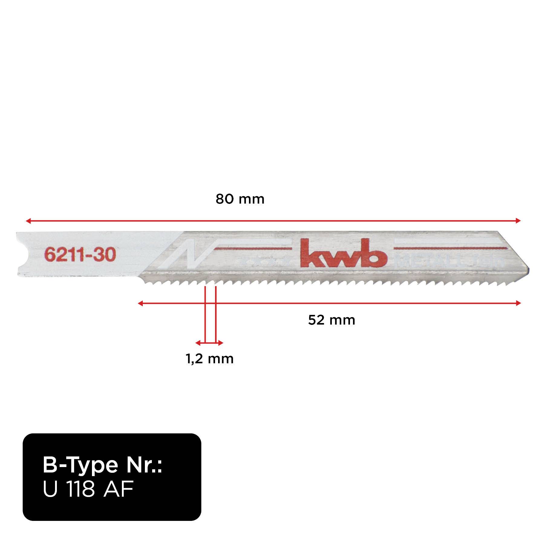Kwb 621130 Stichsägeblätter, Metallbearbeitung, Bi-Metall, 2 x fein 2St.