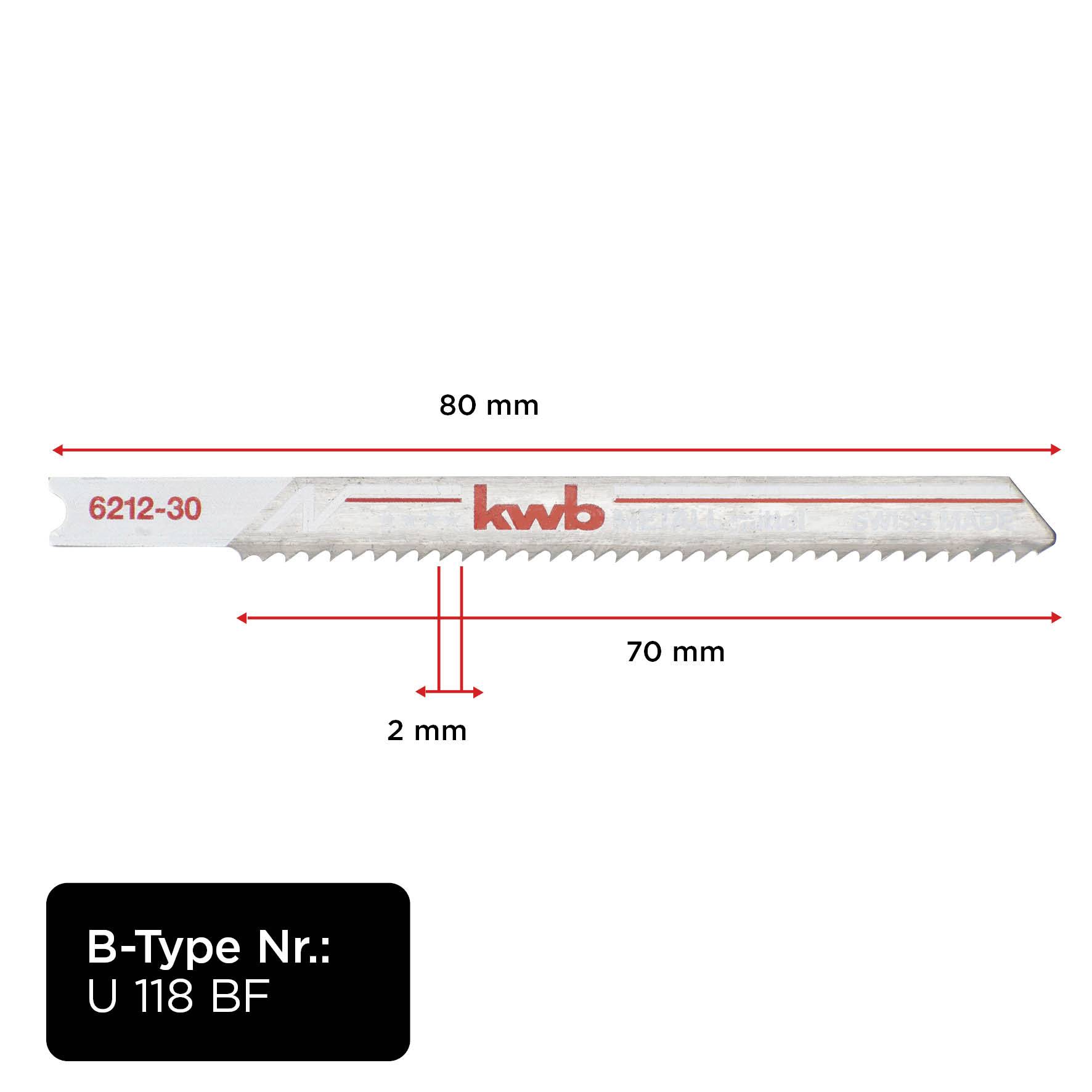 Kwb 621230 Stichsägeblätter, Metallbearbeitung, Bi-Metall, 2 x mittel 2St.