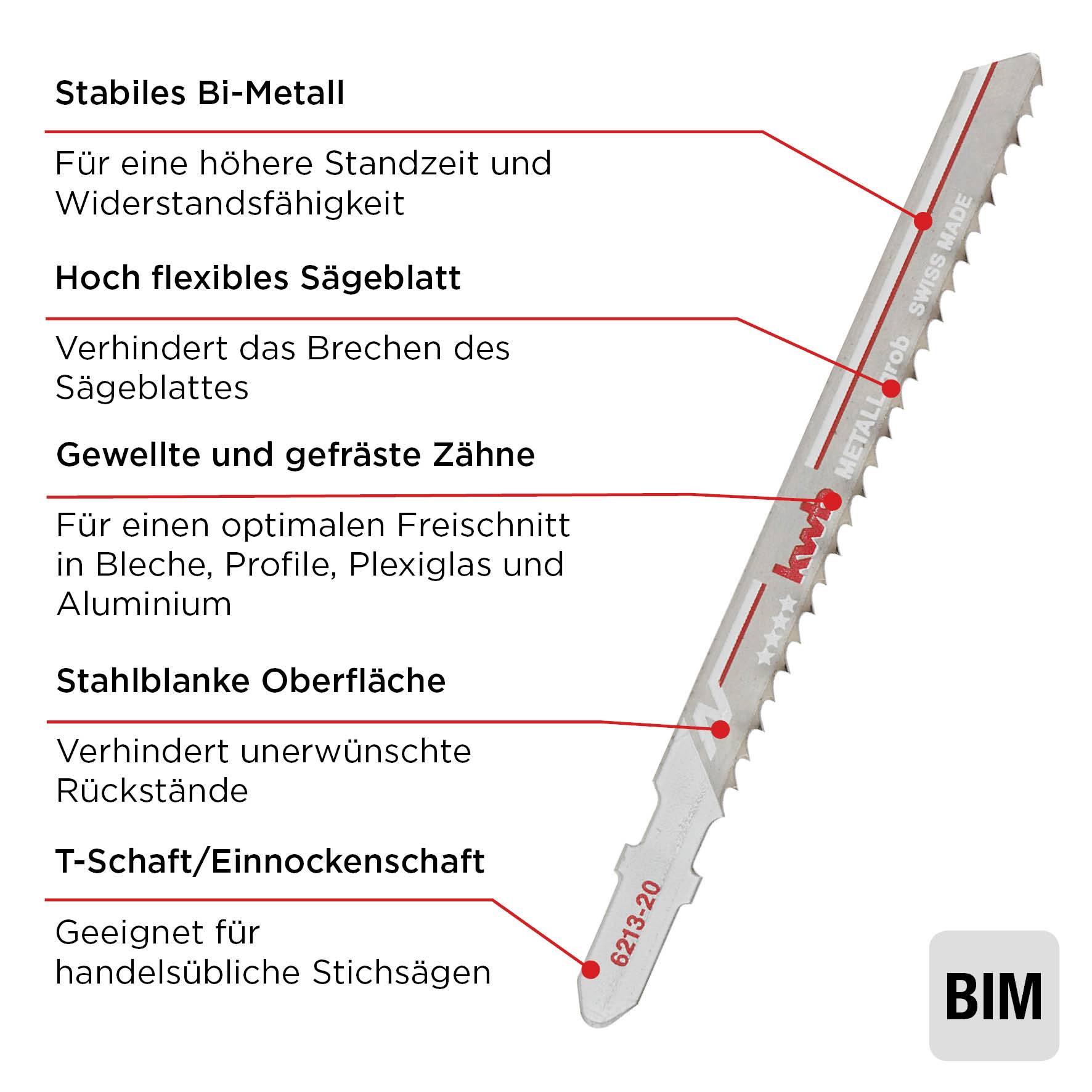Kwb 621325 Stichsägeblätter, Metallbearbeitung, Bi-Metall, 5 x grob 5St.