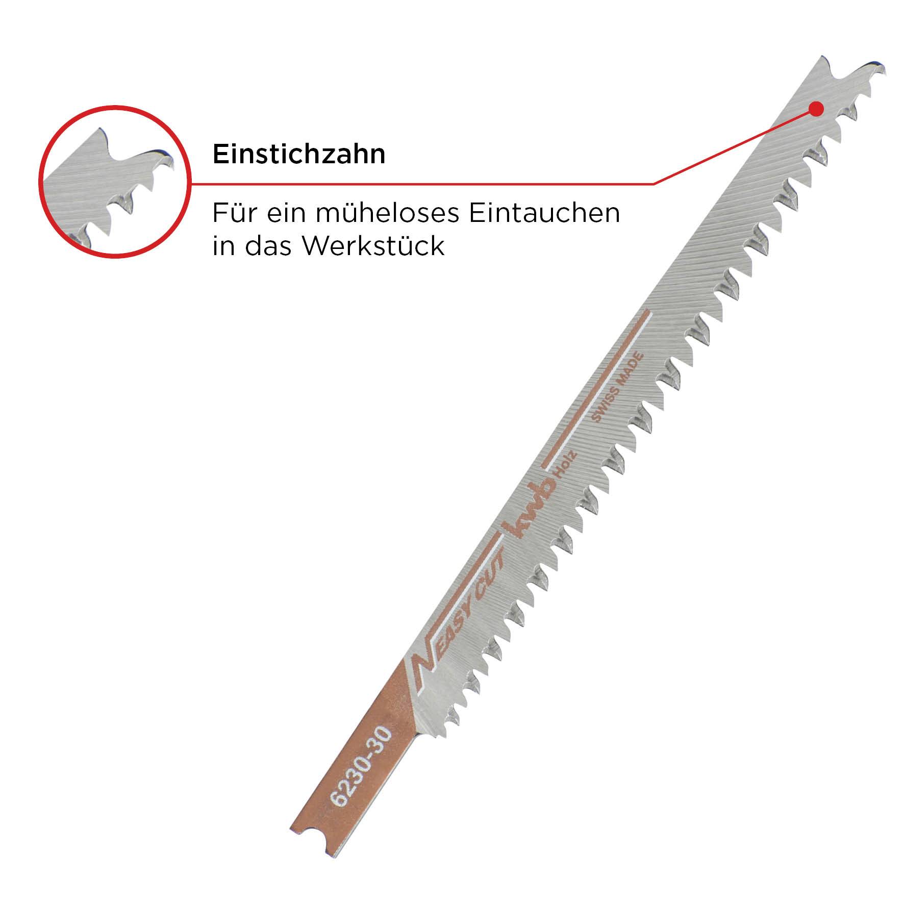 Kwb 623030 EASY CUT Stichsägeblätter, Holzbearbeitung, HCS, Universalschaft, 2 x fein-grob 2St.