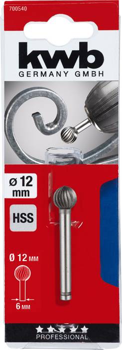 'KWB Germany GmbH' Hartmetallfräser-Set in roter Verpackung, zeigt Fräser und Anwendung; geeignet für professionelle Metallbearbeitung.