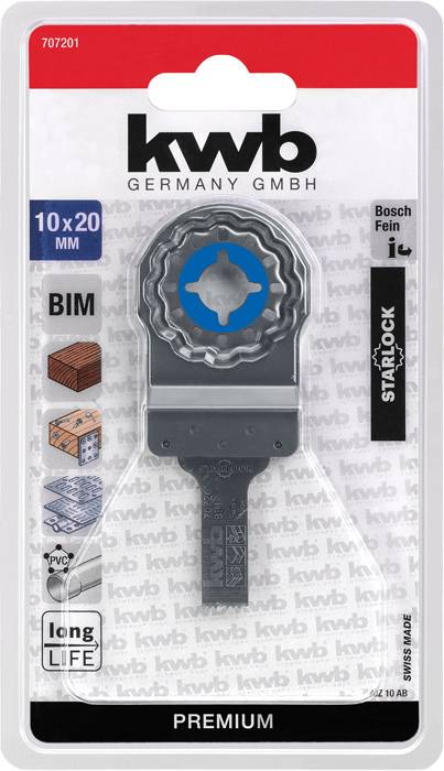 Sägeblattaufsatz von KWB für Bosch Werkzeuge, 10x20 mm, geeignet für Holz, Metall und PVC, langlebig.