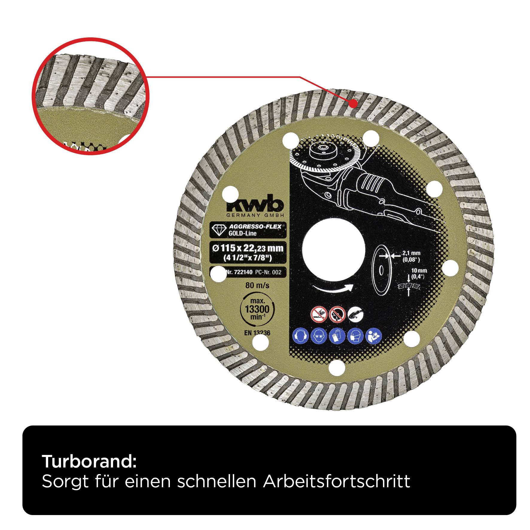 Kwb 722140 Diamanttrennscheibe Durchmesser 115mm Bohrungs-Ø 22mm 1St.