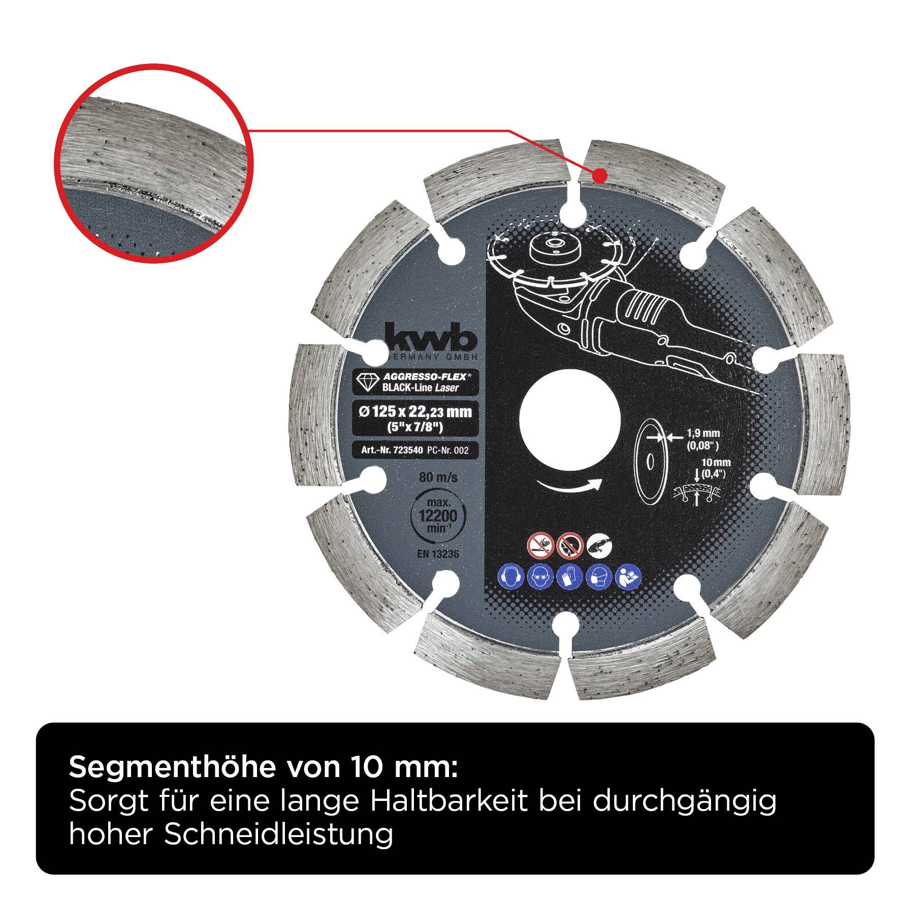 Kwb 723540 Diamanttrennscheibe Durchmesser 125mm Bohrungs-Ø 22mm 1St.