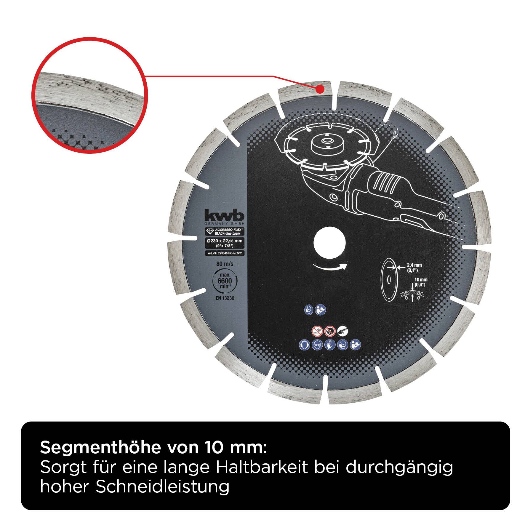 Kwb 723840 Diamanttrennscheibe Durchmesser 230mm Bohrungs-Ø 22mm 1St.
