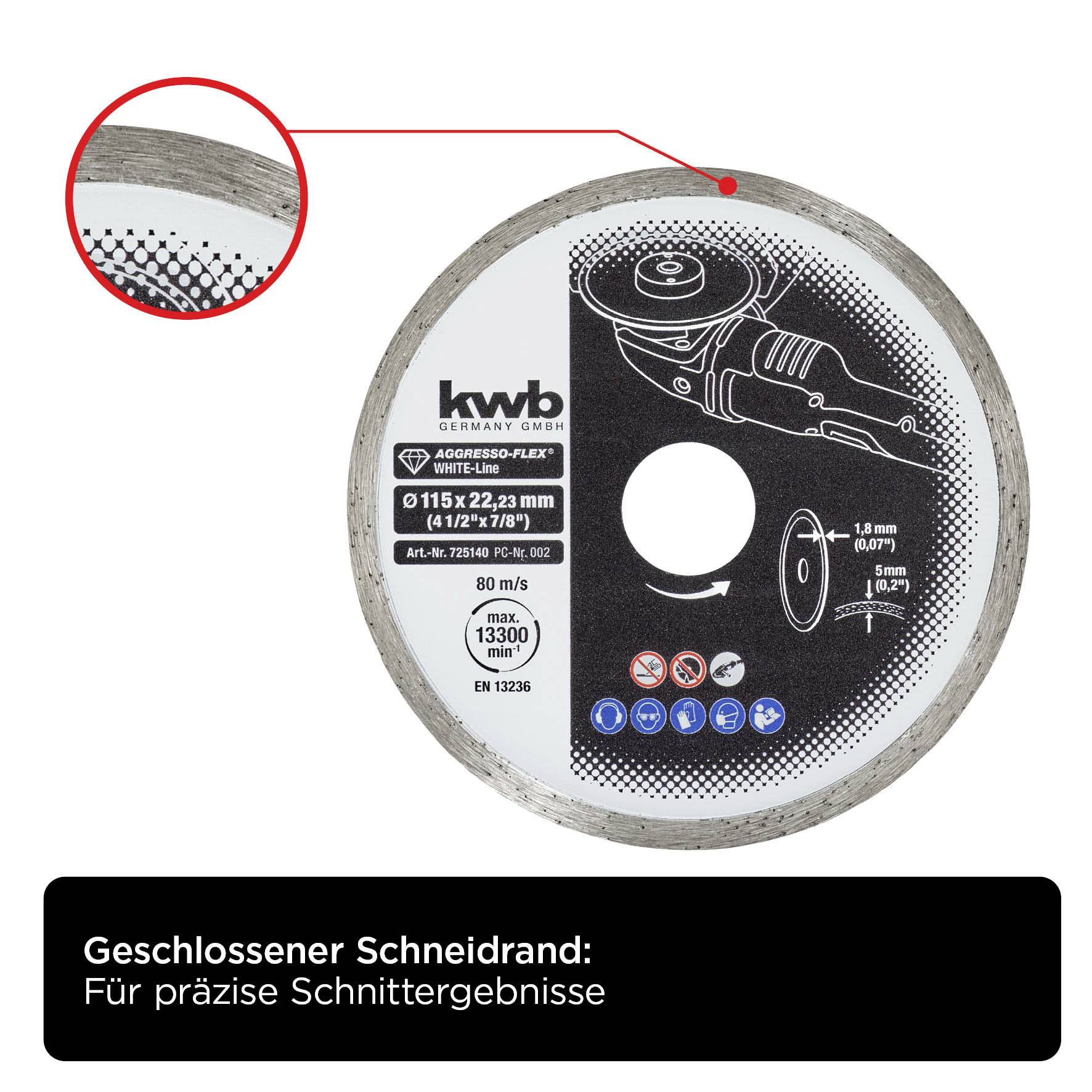 Kwb 725140 Diamanttrennscheibe Durchmesser 115mm Bohrungs-Ø 22mm 1St.