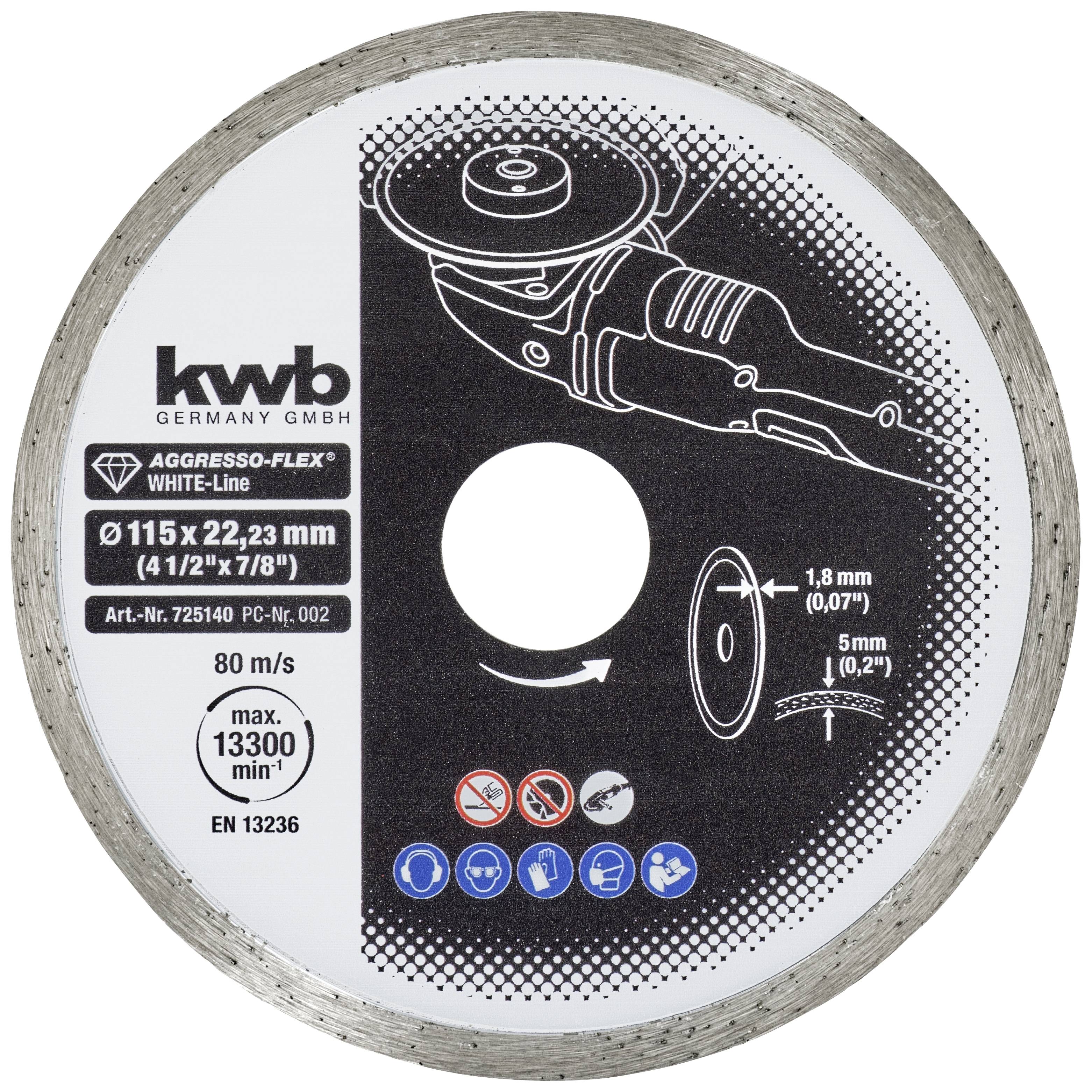 Kwb 725140 Diamanttrennscheibe Durchmesser 115mm Bohrungs-Ø 22mm 1St.
