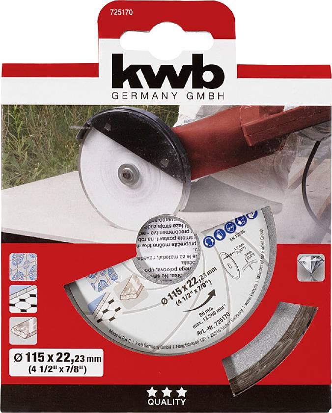 Kwb 725170 Diamanttrennscheibe Durchmesser 115mm Bohrungs-Ø 22.23mm Fliesen, Keramik 1St.