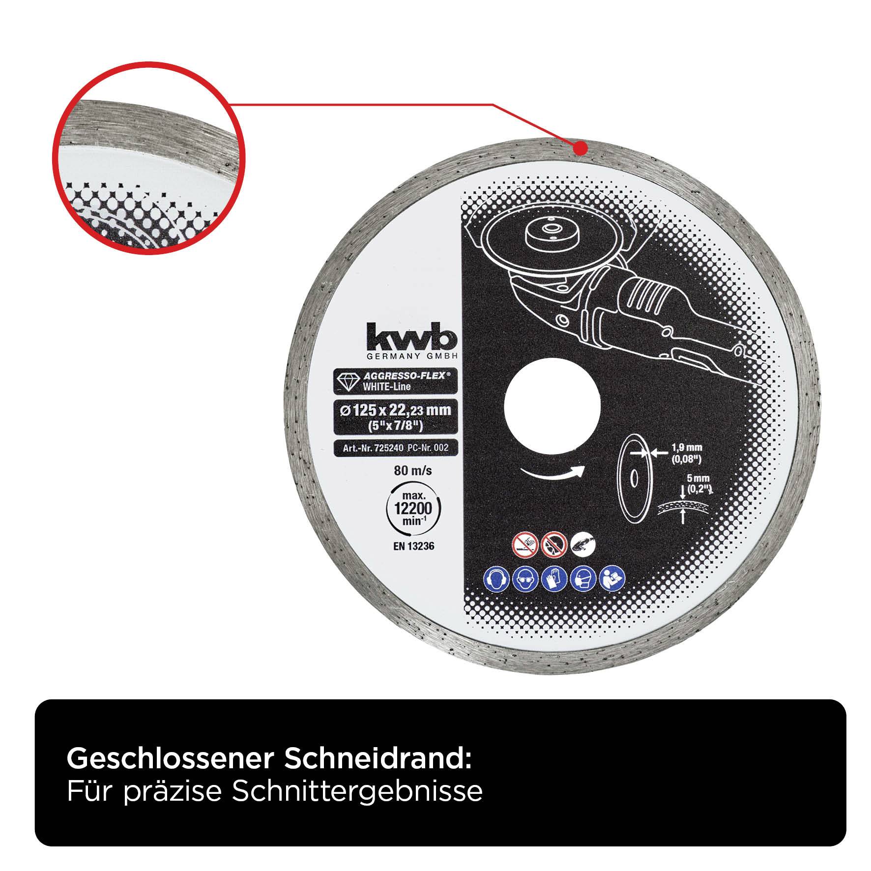 Kwb 725240 Diamanttrennscheibe Durchmesser 125mm Bohrungs-Ø 22mm 1St.