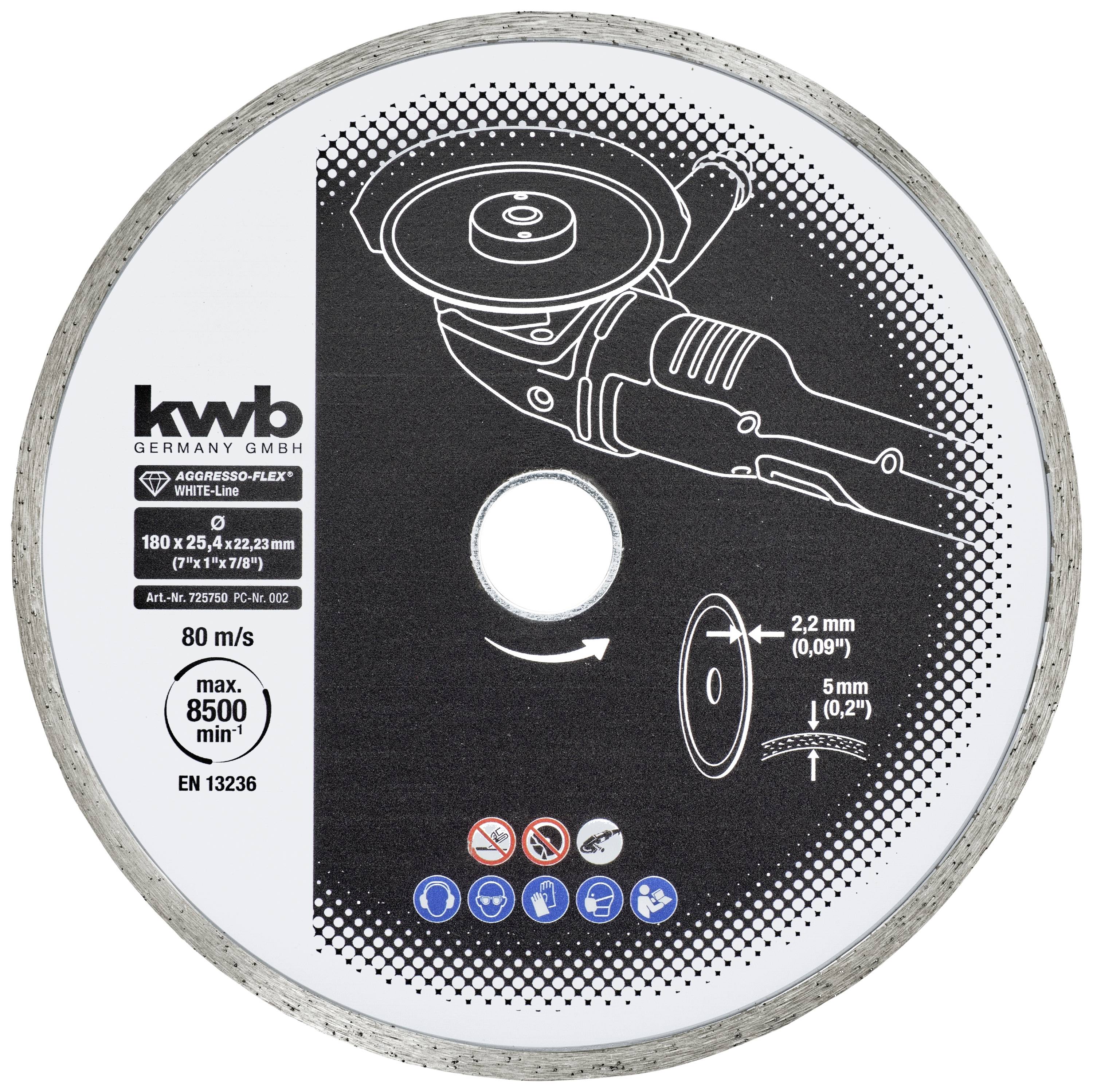 Kwb 725750 Diamanttrennscheibe Durchmesser 180 mm Bohrungs-Ø 25.4 mm 1 St.