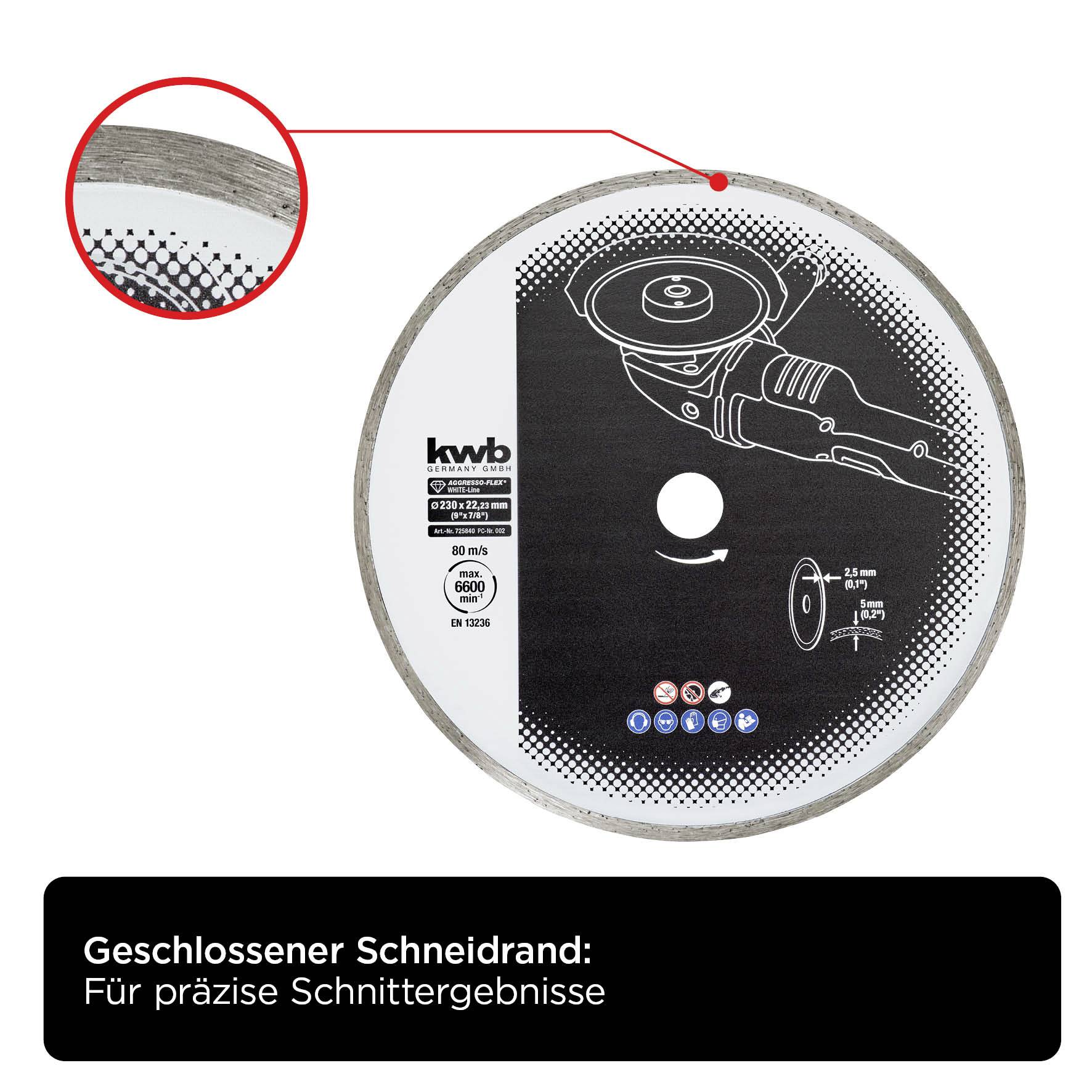 Kwb 725840 Diamanttrennscheibe Durchmesser 230mm Bohrungs-Ø 22mm 1St.