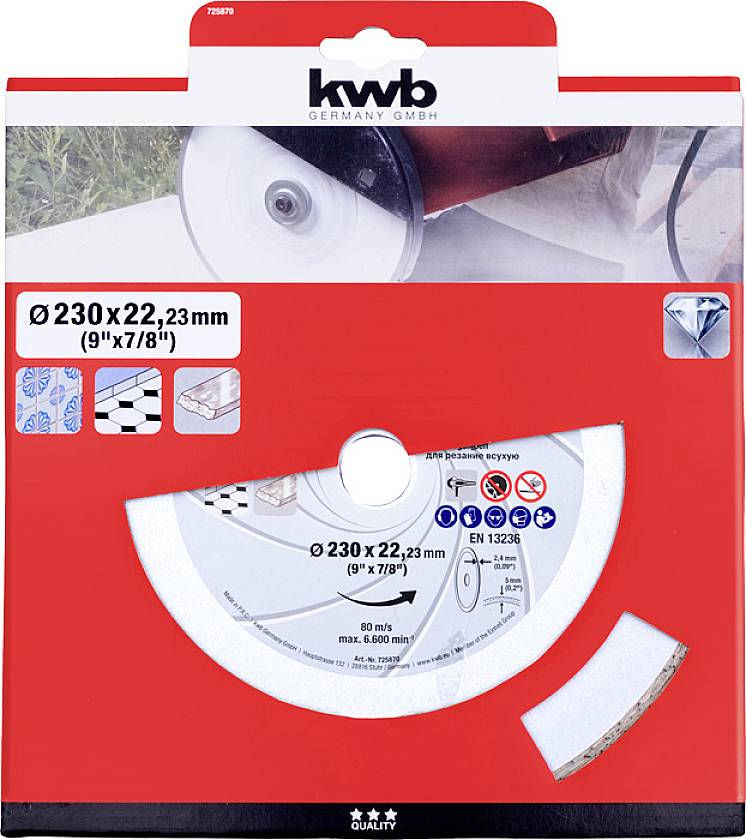 Kwb 725870 Diamanttrennscheibe Durchmesser 230mm Bohrungs-Ø 22.23mm Fliesen, Keramik 1St.