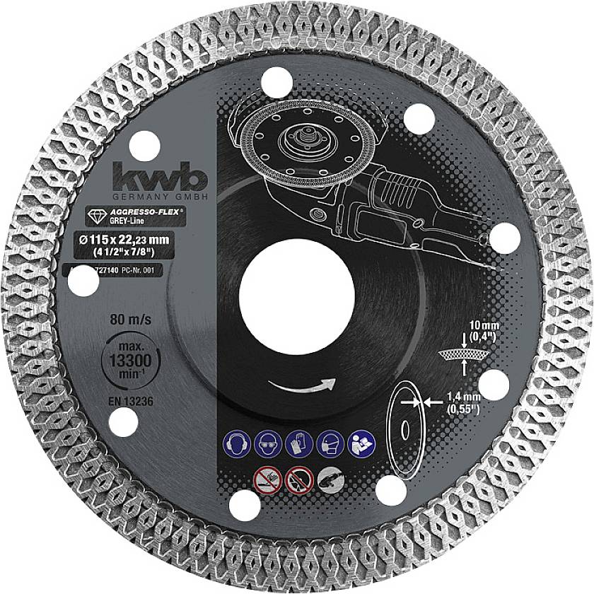 Kwb 727140 Diamanttrennscheibe Durchmesser 115mm Bohrungs-Ø 22.23mm 1St.