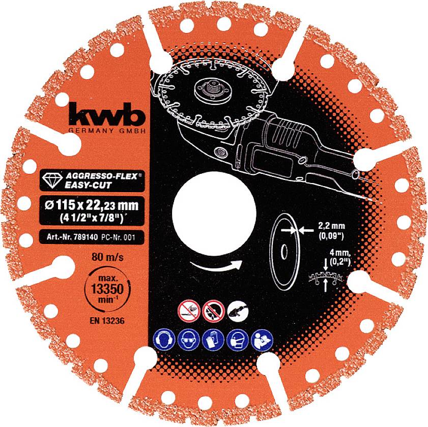 Kwb 789140 Diamanttrennscheibe Durchmesser 115mm Bohrungs-Ø 22.23mm 1St.