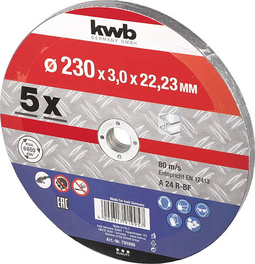 Kwb 791995 Trennscheibe gerade 230mm 5 St. Metall