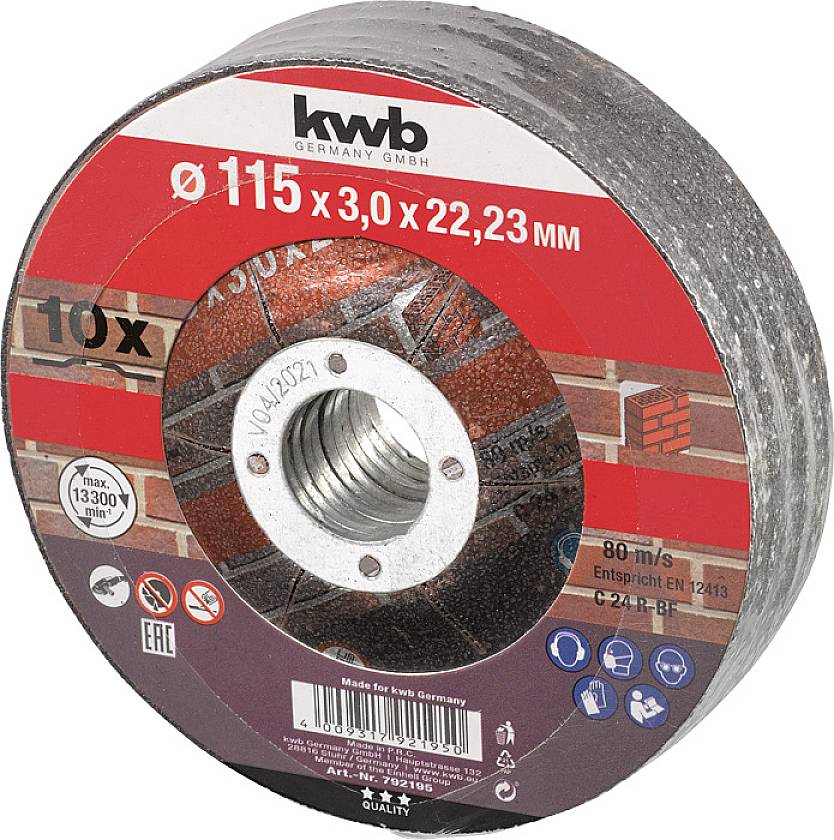 Kwb 792195 Trennscheibe gerade 115mm 10 St. Stein