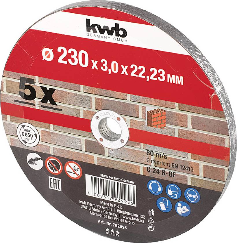 Kwb 792995 Trennscheibe gerade 230mm 5 St. Stein