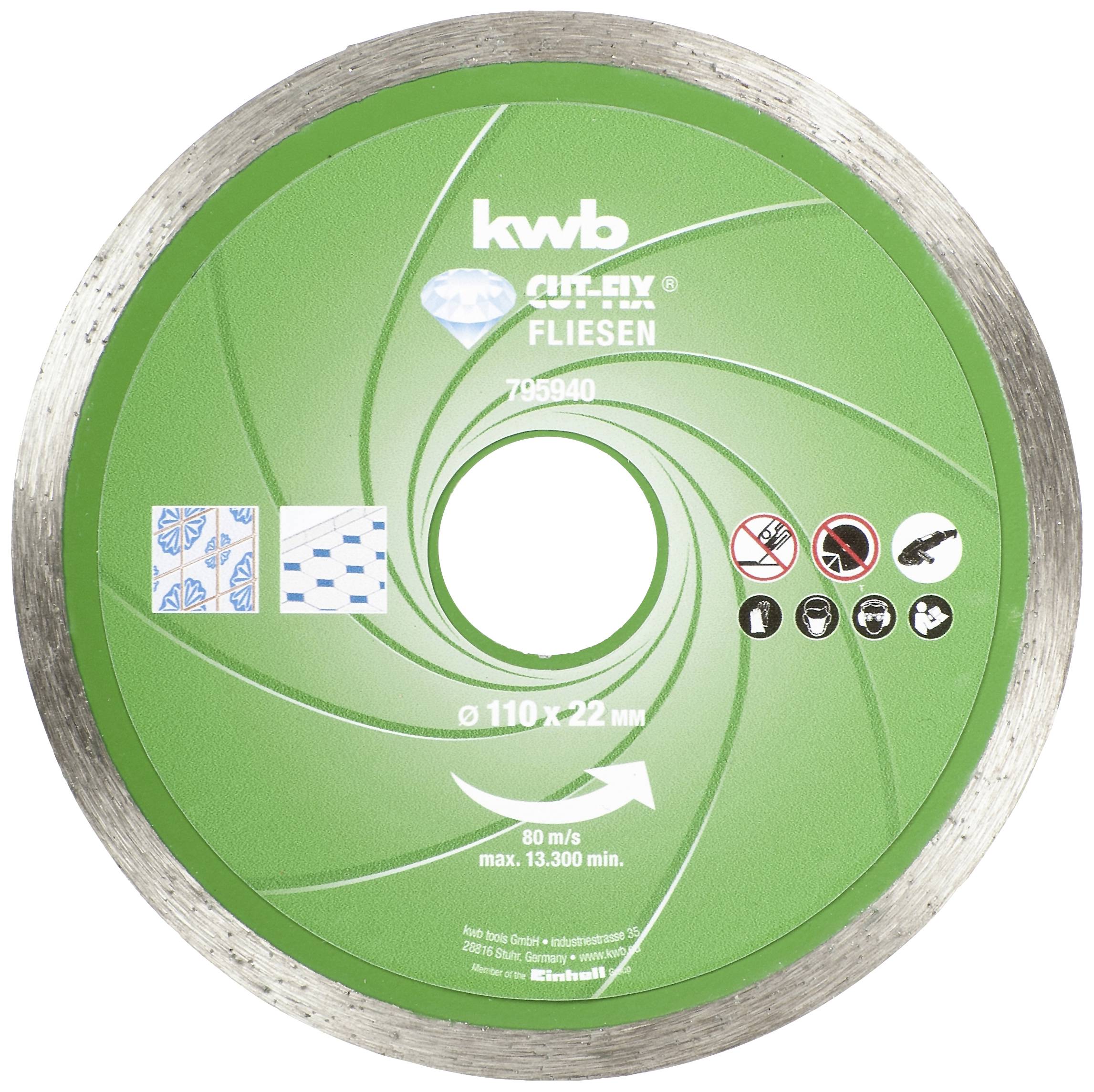 Kwb 795940 Diamanttrennscheibe Durchmesser 110mm Bohrungs-Ø 22mm Fliesen, Keramik 1St.