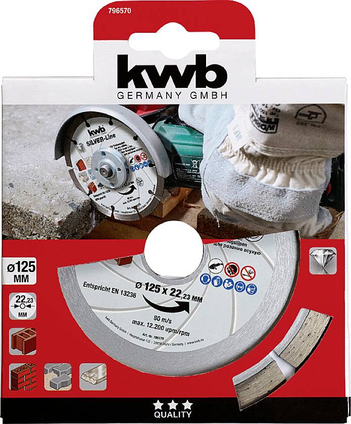 Kwb 796570 Diamanttrennscheibe Durchmesser 125mm Bohrungs-Ø 22mm 1St.