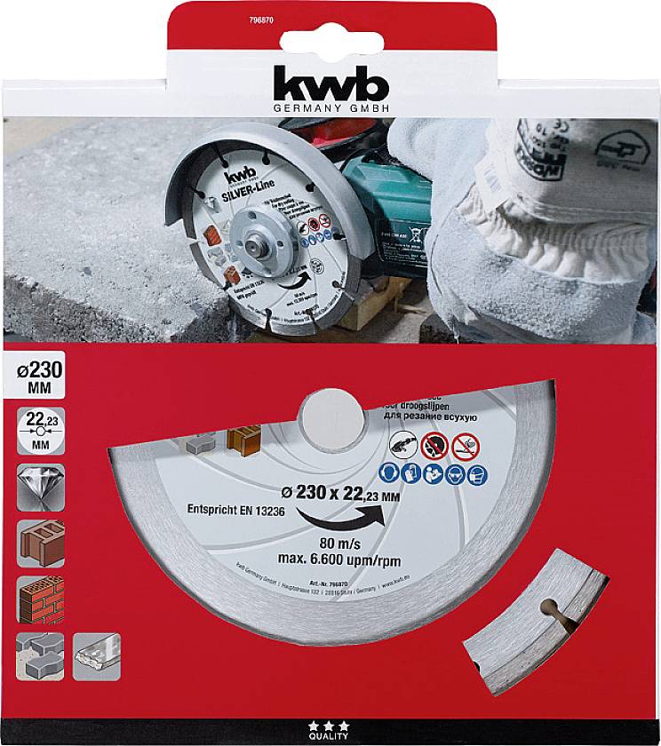 Kwb 796870 Diamanttrennscheibe Durchmesser 230mm Bohrungs-Ø 22mm 1St.