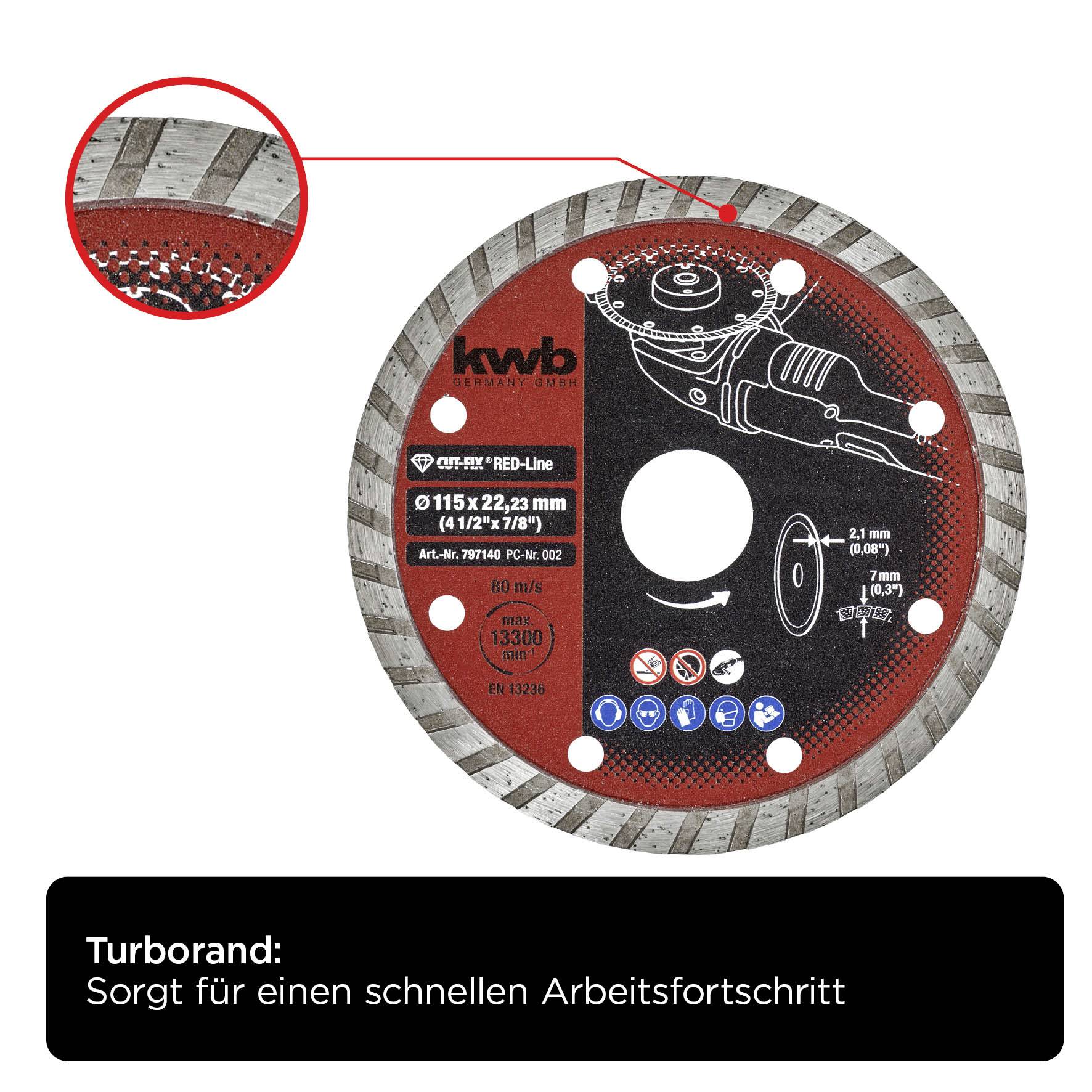 Kwb 797140 Diamanttrennscheibe Durchmesser 115mm Bohrungs-Ø 22mm 1St.