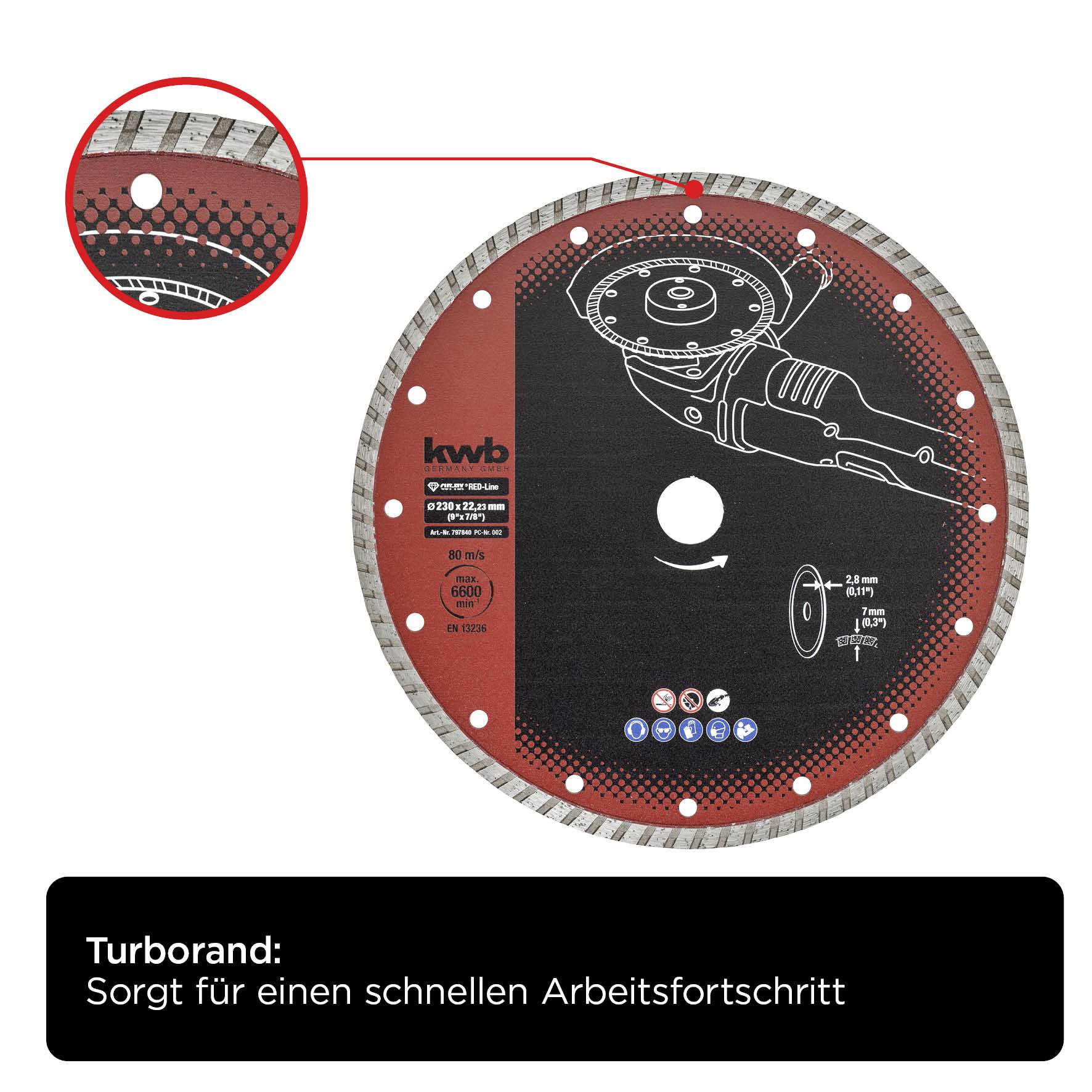 Kwb 797840 Diamanttrennscheibe Durchmesser 230mm Bohrungs-Ø 22mm 1St.