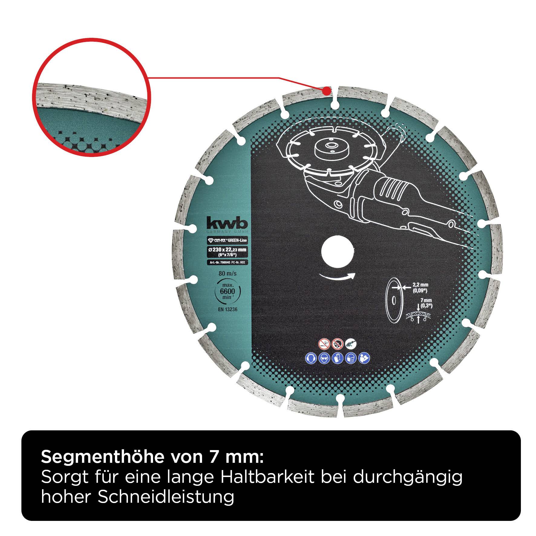 Kwb 798840 Diamanttrennscheibe Durchmesser 230mm Bohrungs-Ø 22mm 1St.