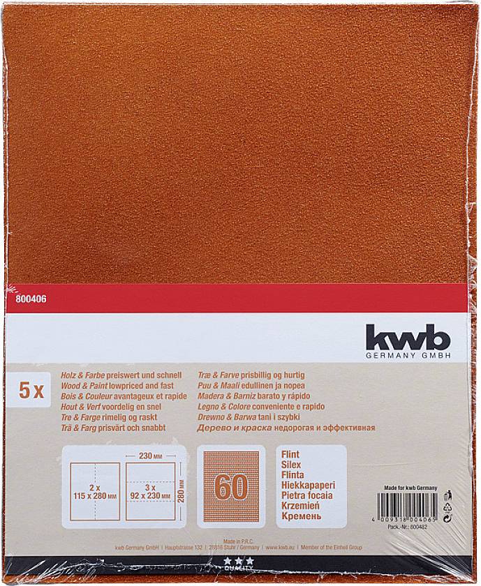 Kwb 800406 Schleifpapier Körnung (num) 60 (L x B) 280mm x 230mm 5St.